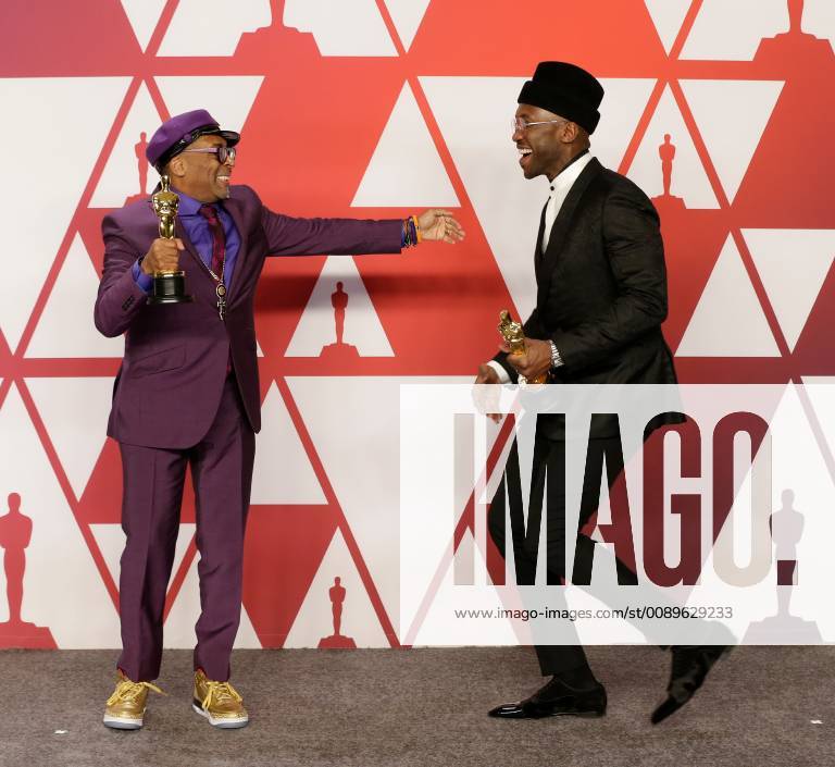 Spike Lee (L) winner Best Adapted Screenplay for BlacKkKlansman, and Mahershala Ali, winner Best Actor in a Supporting Role for Green Book, appear backstage with their Oscars during the 91st annual Academy Awards at Loews Hollywood Hotel in the Hollywood section of Los Angeles on February 24, 2019. LAP20190224806 JOHNxANGELILLO