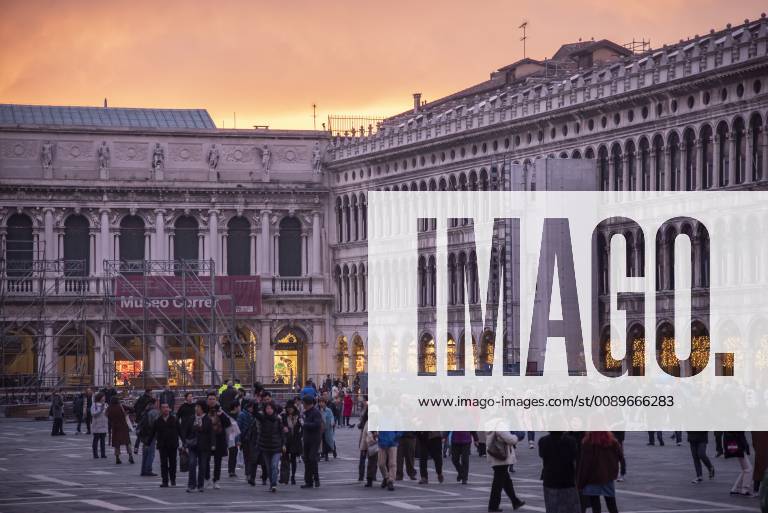 City views of Venice Municipal Council allows entrance fee for Italian canal city Venice 11 02 2019 Numerous tourists walk across St Marks Square in Venice The Municipal Council has approved t VENEZIA