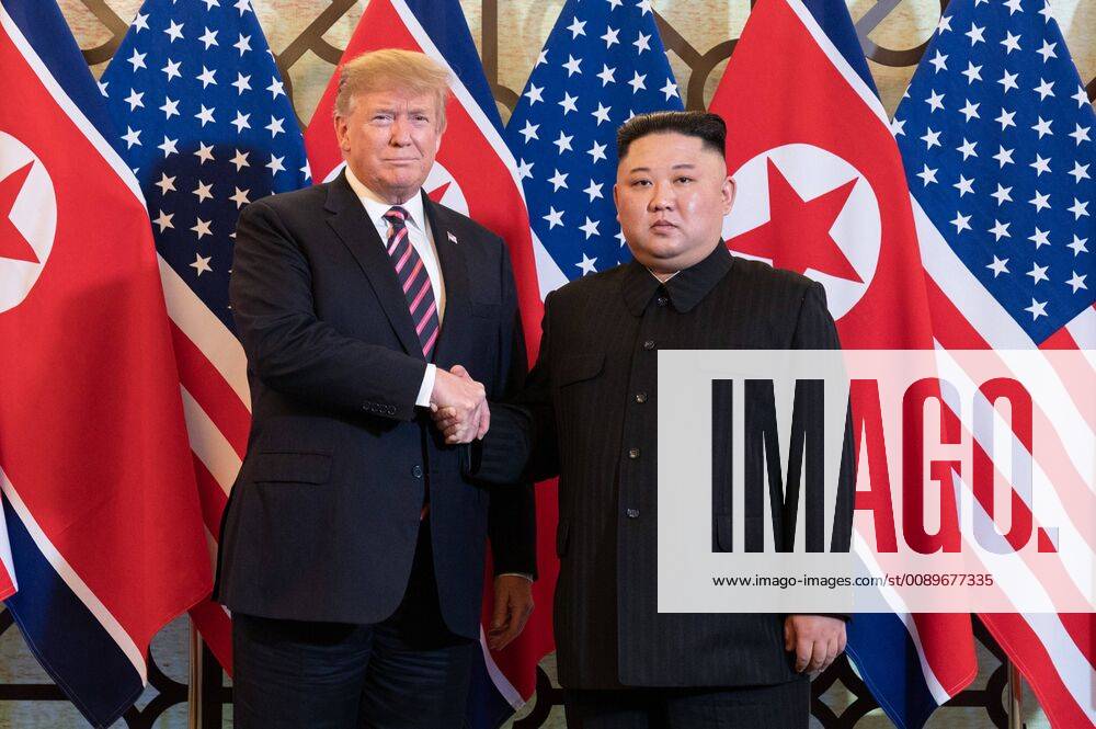 President Donald J. Trump is greeted by Kim Jong Un, Chairman of the State Affairs Commission of the Democratic People?s Republic of Korea, on February 27, 2019, at the Sofitel Legend Metropole hotel in Hanoi, for their second summit meeting. White House WAX2019022709 SHEALAHxCRAGIHEAD