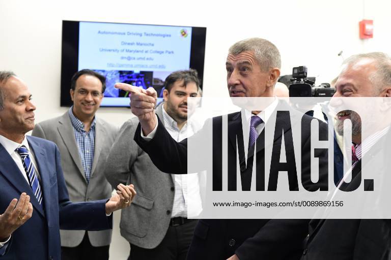 Czech Prime Minister Andrej Babis (2nd right) visits University of Maryland in Washington, USA, March 6, 2019. At right is Hynek Kmonicek, Czech Republic Ambassador to the USA. (CTKxPhoto RomanxVondrous) CTKPhotoP201903060998901 _VND1449-1