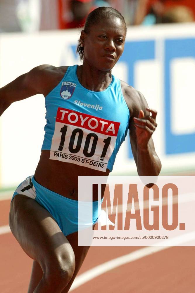 Merlene Ottey (Slowenien) Leichtathletik WM Damen Weltmeisterschaft 2003, Nationaltrikot Einzelbild Paris
