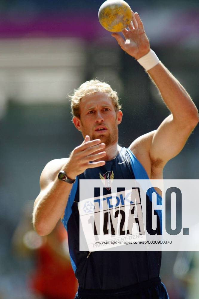 Tom Pappas (USA) konzentriert Leichtathletik WM Herren Weltmeisterschaft 2003, Nationaltrikot, Einzelbild Paris Konzentration,