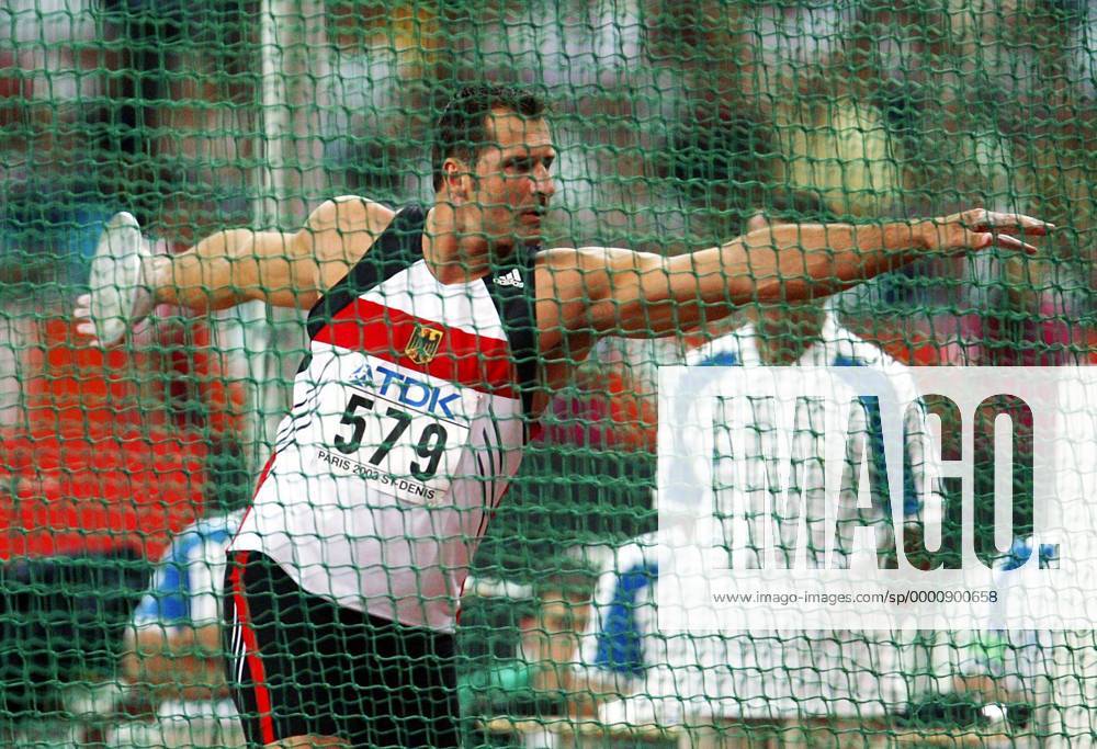 Lars Riedel (Deutschland) Leichtathletik WM Herren Weltmeisterschaft 2003, Nationaltrikot, Einzelbild Paris