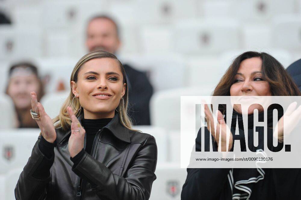 Besiktas s goalkeeper Loris Karius s girlfriend German model Sophia Thomalla and mother Simone during the Turkish Super League football match between Besiktas and Goztepe at Vodafone Park in Istanbul , Turkey on March 16 , 2019.