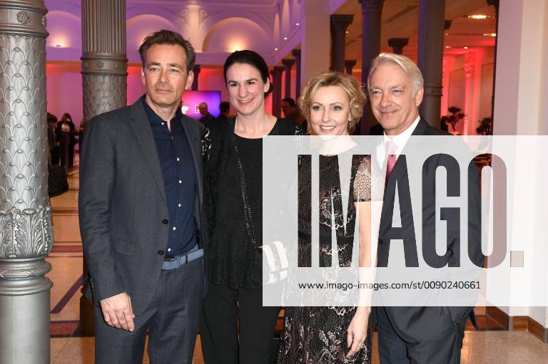 Jan Sosniok with wife Nadine and Dana Golombek with life partner Christoph M Ohrt at the presentation of the 17th German Audio Film Award 2019 at Deutsche Telekom Berlins representative office in the capital 19 03 2019 Foto:xF.xFuturexImage