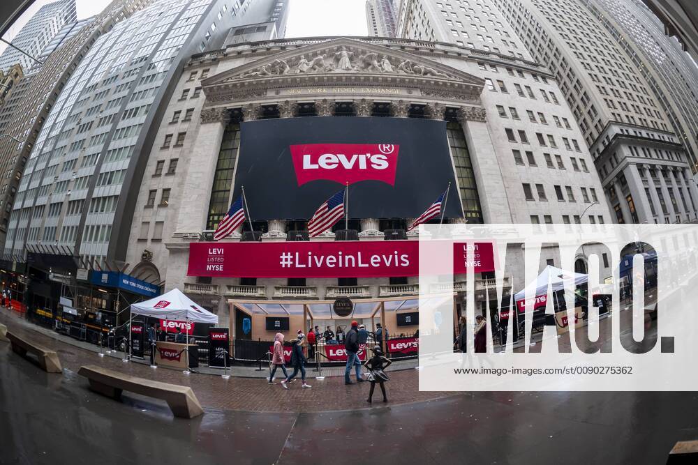 Levi Strauss & Co. initial public offering The New York Stock Exchange in Lower Manhattan is decorated for the first day of trading for the Levi Strauss & Co. initial public offering on Thursday, March 21, 2019. Shares were priced and $17 and surged 32 percent upon their debut. This is the second time the 166 year old company went public but has been privately owned since 1985. ( RichardxB.xLevine