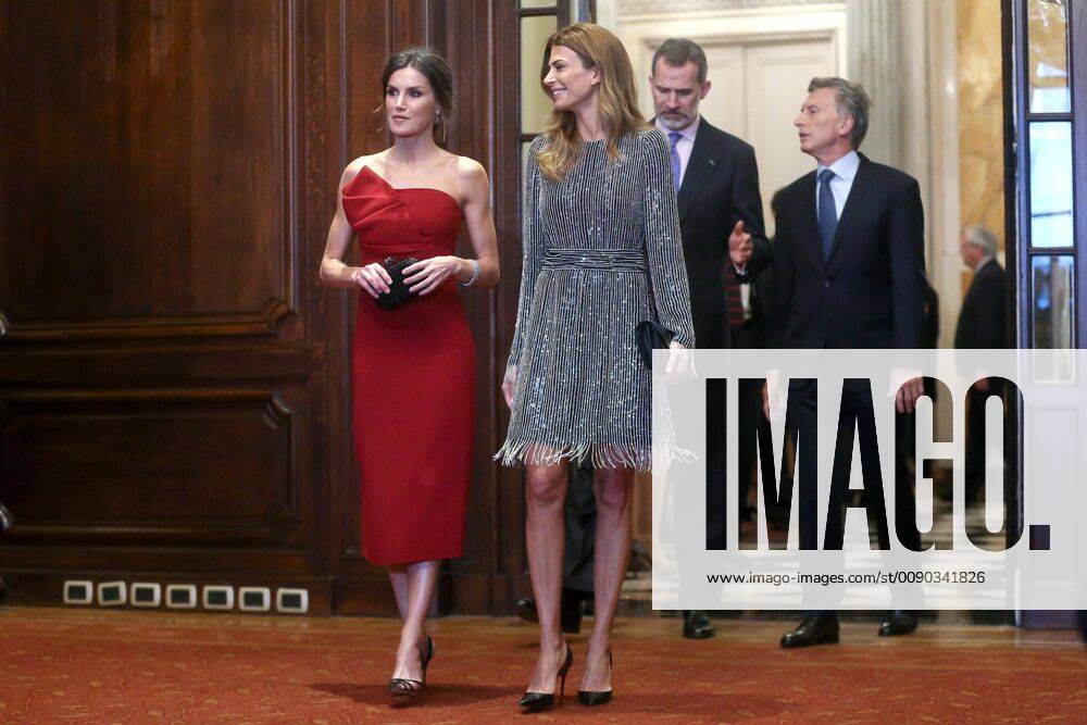 Spain s Queen Letizia (R) and Argentinian First Lady Juliana Awada are followed by Spain s King Felipe VI (R, back) and Argentinian President Mauricio Macri (L, back) during a social activity with Argentinian President Mauricio Macri, in Buenos Aires, Argentina, 26 March 2019. Spain s royals visit Buenos Aires !ACHTUNG: NUR REDAKTIONELLE NUTZUNG!