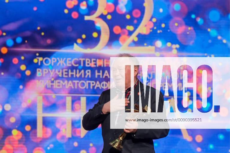 MOSCOW, RUSSIA â€“ MARCH 30, 2019: actor Yuri Kuznetsov accepts an award for Best Supporting Actor for his role in The Man Who Surprised Everyone at the 32nd Nika Film Award Ceremony. Vyacheslav Prokofyev TASS TS0A674C