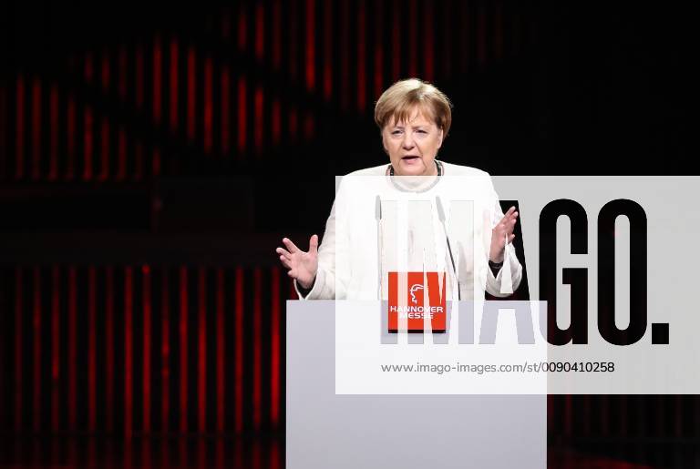 (190331) -- HANOVER (GERMANY), March 31, 2019 (Xinhua) -- German Chancellor Angela Merkel delivers a speech during the opening ceremony of 2019 Hanover Fair in Hanover, Germany, on March 31, 2019. The Hanover Fair, the world s largest industrial show, opened here on Sunday evening with the highlights of 5G network and artificial intelligence (AI). (Xinhua Shan Yuqi) GERMANY-HANOVER-2019 HANOVER FAIR-OPENING CEREMONY
