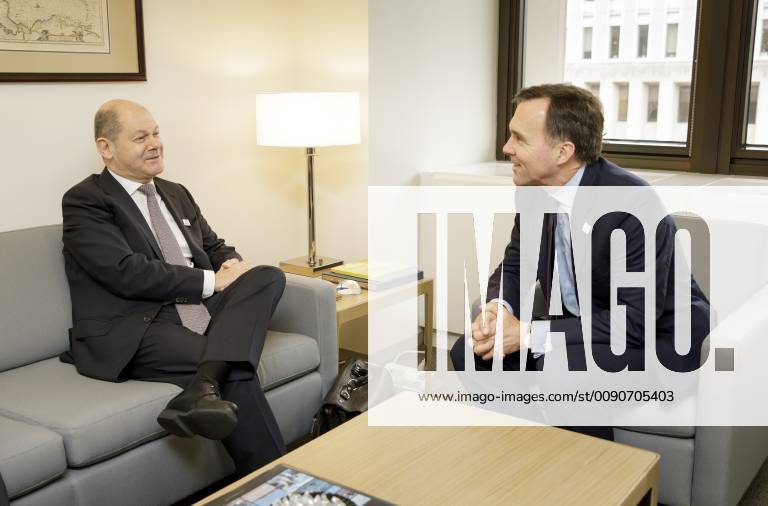 Federal Finance Minister Olaf Scholz SPD meets Bill Morneau Finance Minister of Canada Federal Finance Minister Scholz attends IMF Spring Conference in Washington 11 04 2019 Washington USA