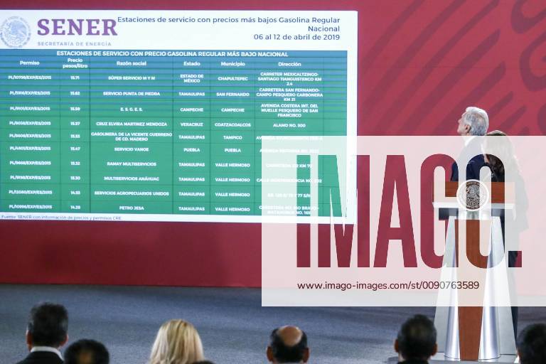 April 15 2019 EUM20190415NAC04 JPG MEXICO CITY PresidencyPresidencyAMLO President Andres Manuel Lopez Obrador during his Mananera conference this Monday April 15, 2019 at Palacio Nacional In the image Lopez Obrador back and front Rocio Nahle secretary of Energy Photo Agency EL UNIVERSALDiego Simon SanchezRDB - ZUMAu78_ 20190415_zaf_u78_011
