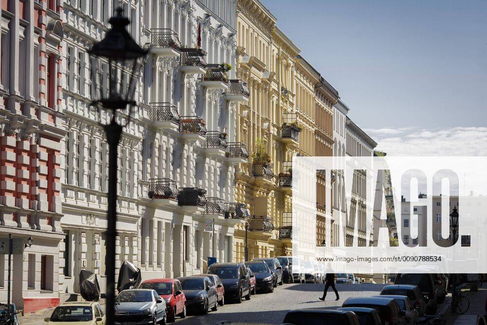 Renovated apartment buildings stand in a street in Berlin Kreuzberg Berlin 17 04 2019 Berlin Germany