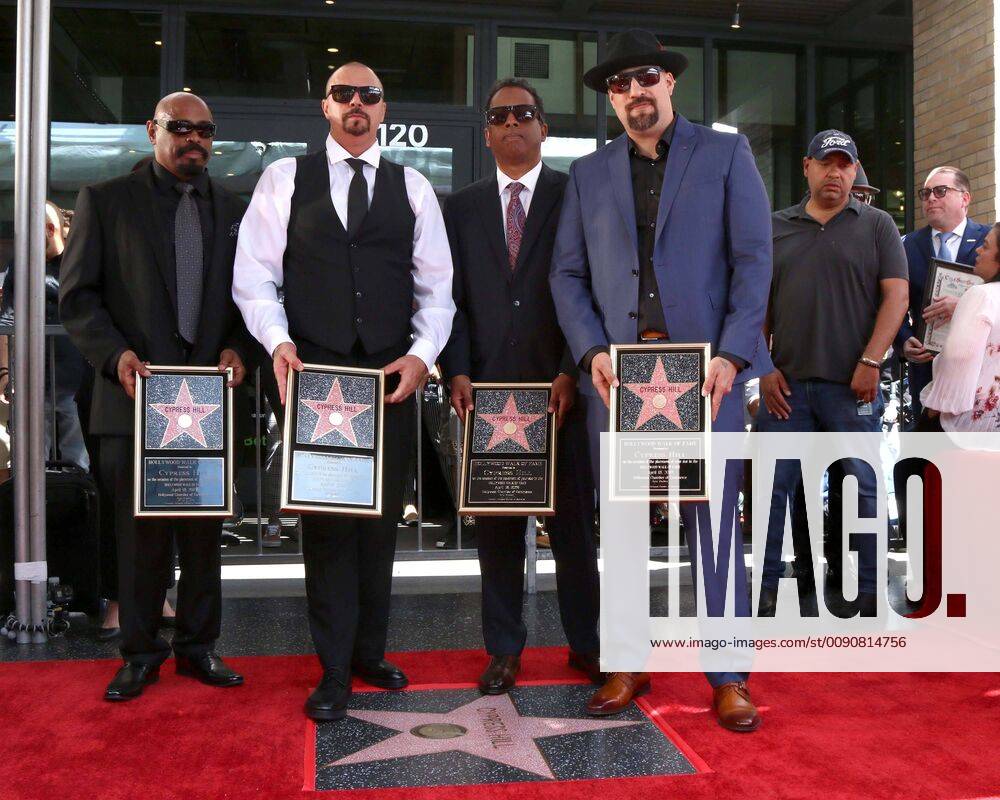 Los Angeles, CA, USA - LOS ANGELES - APR 18: Cypress Hill, Lawrence Muggerud, Louis Freese, Senen Reyes and Eric Correa at the Cypress Hill Star Ceremony on the Hollywood Walk of Fame on April 18, 2019 in Los Angeles, CA Los Angeles USA - ZUMAb170 20190418_zap_b170_023