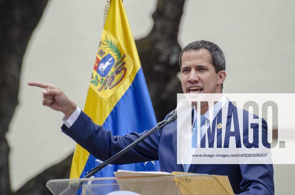 Caracas, Venezuela - The president (in charge) of Venezuela, JUAN GUAIDO delivers a speech to the people who gathered in the open town hall at Plaza Bolivar de Chacao. Guaido made important announcements about Operation Freedom , and called for a march on May 1st to achieve the cessation of usurpation . Caracas Venezuela - ZUMA 39933457st