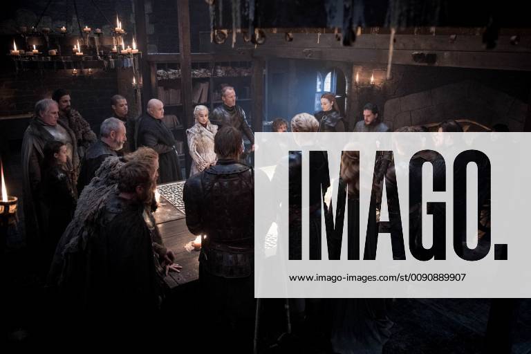 Conleth Hill, Emilia Clarke, Iain Glen, Peter Dinklage, Sohie Turner, Kit Harington, Isaac Hempstead Wright, Maisie Williams, John Bradley, Alfie Allen, Megan Parkinson, Gwendoline Christie, Nikolaj Coster-Waldau, Richard Dormer, Kristofer Hivju, Liam Cunningham, Bella Ramsey, Rupert Vansittart, Game of Thrones Season 8, Episode 2 (2019) Photo Credit: Helen Sloan-HBO The Hollywood Archive Los Angeles CA