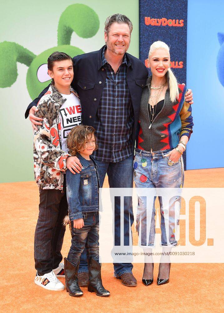 Kingston Rossdale, and Apollo Rossdale Blake Shelton, and Gwen Stefani arriving at the premiere of Ugly Dolls in Los Angeles, California - April 27, 2019 - Los Angeles Premiere of Ugly Dolls, Los Angeles California United States Regal Cinemas L.A. Live