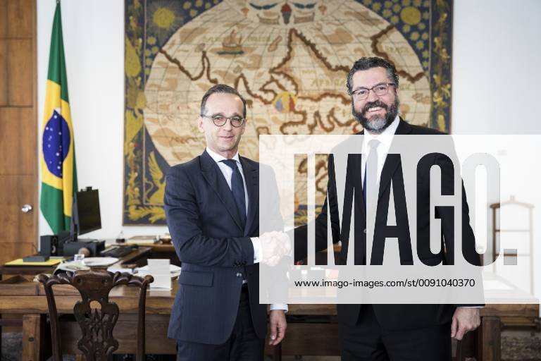 Federal Foreign Minister Heiko Maas L SPD meets with Ernesto Henrique Fraga Araujo R Foreign Minister of Brazil in Brasilia 30 04 2019 Heiko Maas travels to Latin America Brazil Colombia and Mexico Brasilia Brazil as part of his journey