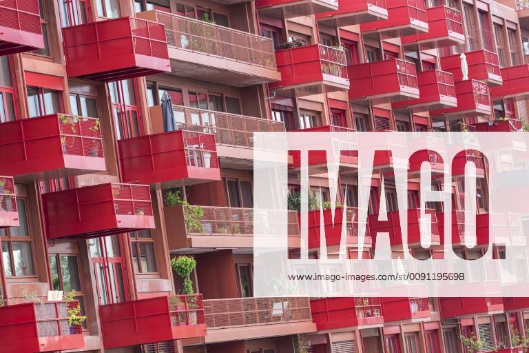 Red residential complex at the locomotive depot in Berlin Schöneberg