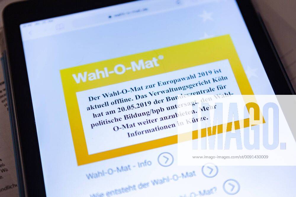 The election O Mat for the European election 2019 is currently offline, the election O Mat for the European election in Germany on 26 05 2019 The Administrative Court of Cologne prohibited the Federal Agency for Civic Education (bpb) on 20 05 2019 from offering the election O Mat further Germany