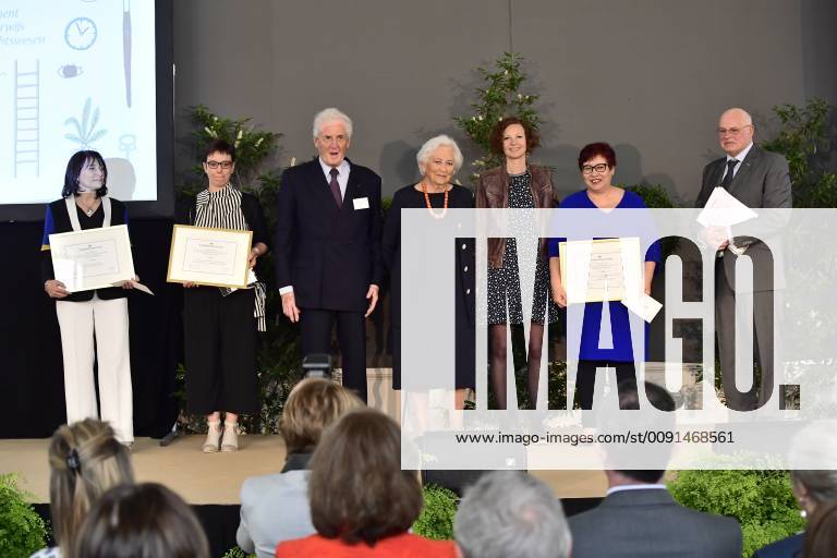 Queen Paola of Belgium and Federation Wallonia - Brussels Minister of Education and School Buildings Marie-Martine Schyns pictured during a ceremony for the Queen Paola Award 2018-2019 (Koningin Paolaprijs - Prix Reine Paola) for education, at the royal castle in Laken Laeken, Brussels, Wednesday 22 May 2019. LAURIExDIEFFEMBACQ 05589862