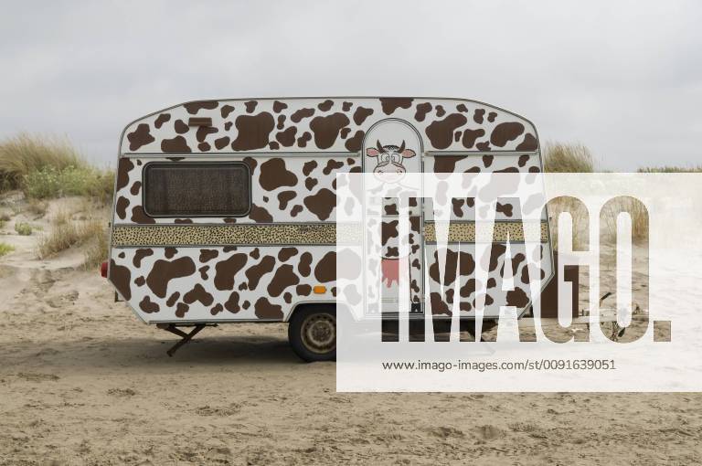 FRANCE Caravan on the beach at Arles, Camargue, France 1260961 JeanxE.xRoche