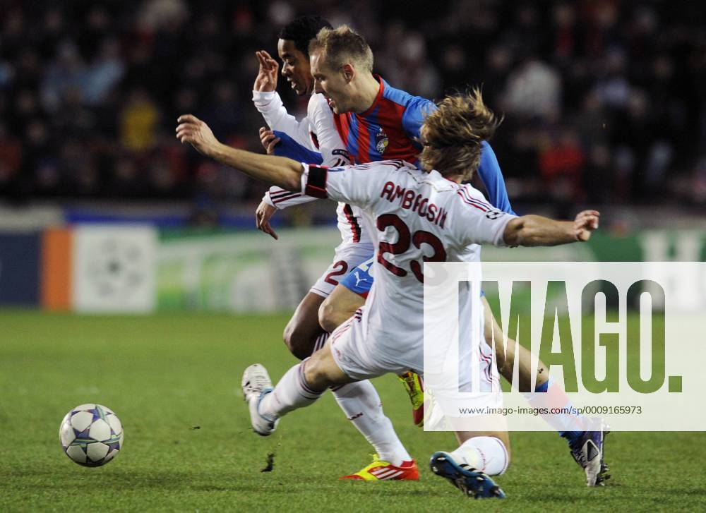 Gennaro Ivan Gattuso of Milan (left to right), Daniel Kolar of Viktoria and Massimo Ambrosini of Milan during their final Champions League group H soccer match FC Viktoria Plzen vs AC Milan at Synot Tip Arena Eden stadium in Prague, Czech Republic, Tuesday, December 6, 2011. (CTKxPhoto MichalxKamaryt) CTKPhoto022201112061005001