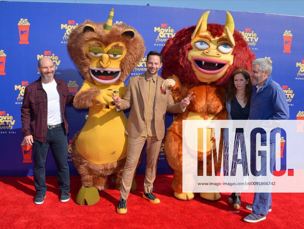 (L-R) Andrew Goldberg, Nick Kroll, Jennifer Flackett and Mark Levin arrive for the taping of the 28th annual MTV Movie & TV Awards ceremony at the Barker Hangar in Santa Monica, California on June 15, 2019. The show will air on Monday, June 17th. LAP20190615217 JIMxRUYMEN
