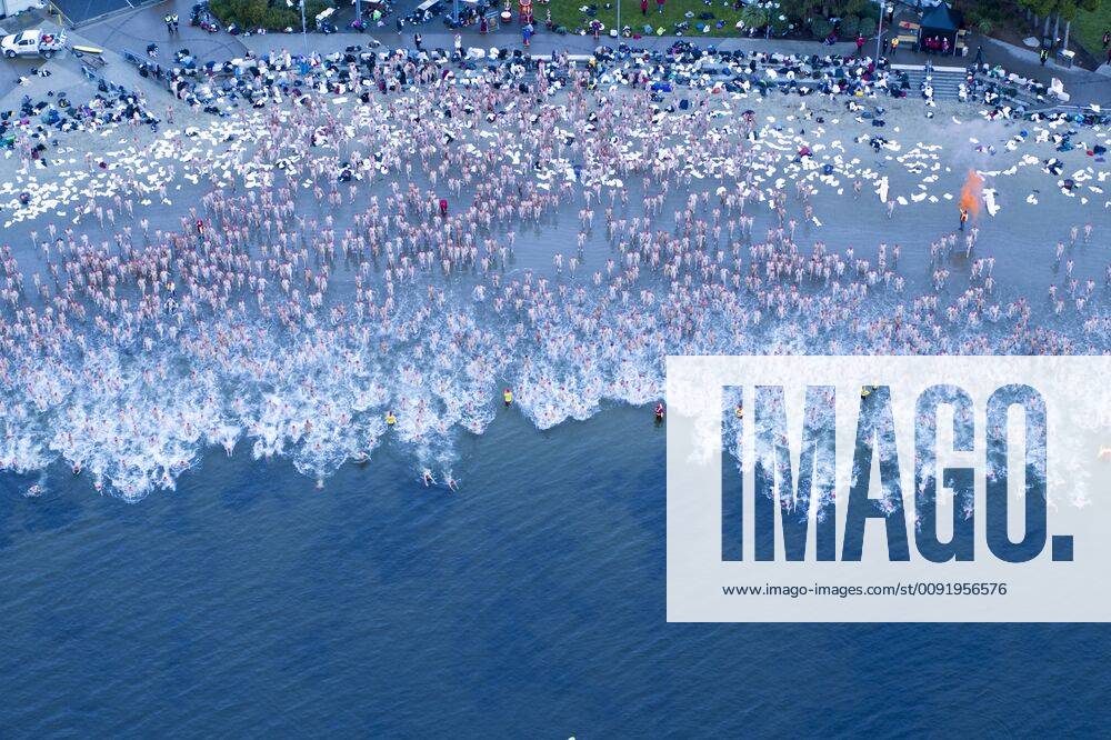 DARK MOFO WINTER SOLSTICE SWIM HOBART, Swimmers participate in the 2019 Dark Mofo Nude Solstice Swim at Sandy Bay beach, Hobart, Saturday, 22 June 2019. ( NO ARCHIVING, , NO USE IN BOOKS WITHOUT CONSENT HOBART TAS AUSTRALIA
