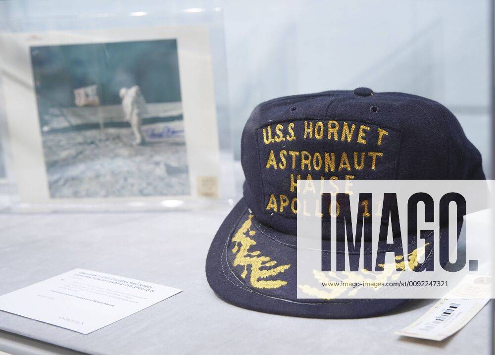 A hat belonging to back up to Apollo 11 American Astronaut Fred Haise is on display at Christie s One Giant Leap: Celebrating Space Exploration 50 Years After Apollo 11 auction preview on Friday, July 12, 2019 in New York City. One Giant Leap: Celebrating Space Exploration 50 Years After Apollo 11, includes nearly 200 artifacts from NASA missions of the Sixties and Seventies including the Gemini and Apollo programs. The sale s highlight is the Apollo 11 Lunar Module Timeline Book (estimate: $7- 9 million), which was used by Neil Armstrong and Buzz Aldrin to navigate the lunar module. NYP20190712146 JOHNxANGELILLO