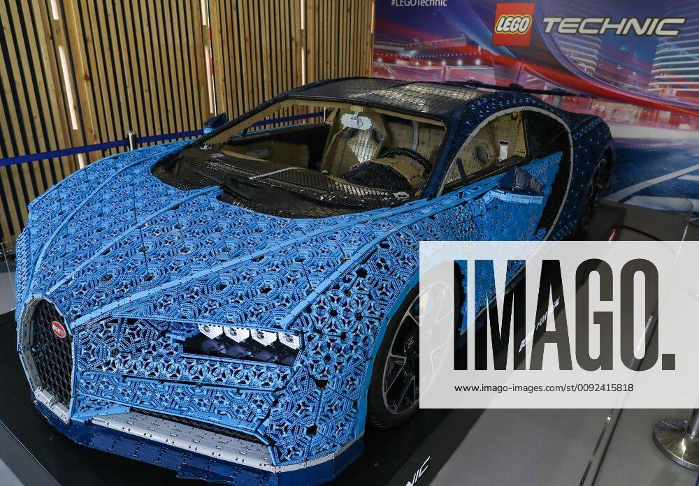 KW30 MOSCOW, RUSSIA - JULY 24, 2019: A life-size drivable copy of the Bugatti Chiron car made of Lego bricks on display in Moscow s Gorky Park. The copy made of over 1 mln Lego blocks weighs 1.5 tonnes and can accelerate to the speed of 20 km per hour. Anton Novoderezhkin TASS TS0B41DA
