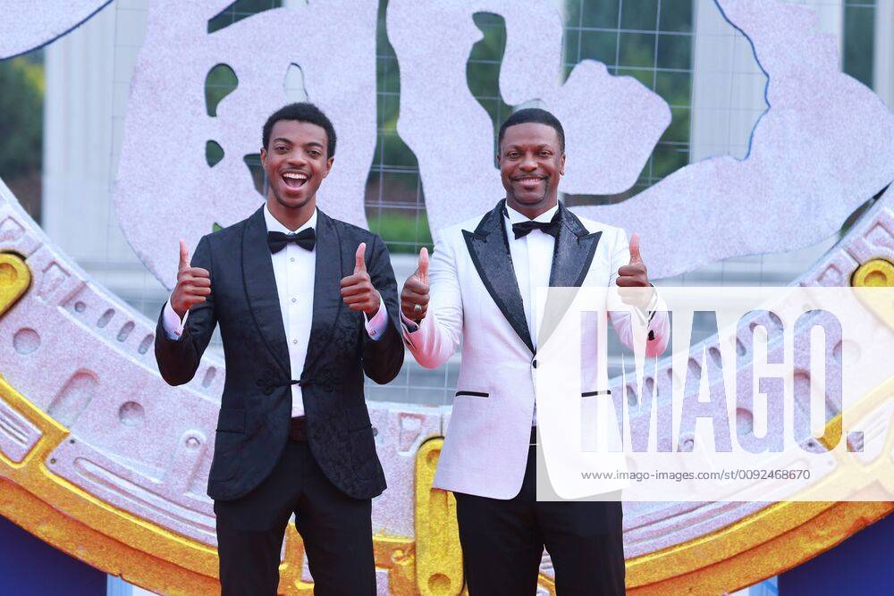 American actor Chris Tucker and his son attend the closing ceremony of the 5th Jackie Chan International Action Film Week on July 27, 2019 in Datong, Shanxi Province of China.