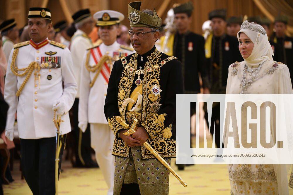 (190730) -- KUALA LAMPUR, July 30, 2019 () -- Malaysia s King Sultan Abdullah Sultan Ahmad Shah (C) attends the coronation ceremony at the National Palace in Kuala Lumpur, Malaysia, July 30, 2019. Sultan Abdullah Sultan Ahmad Shah was formally installed as Malaysia s new king on Tuesday, as part of a grand ceremony marking the event held at the National Palace in Kuala Lumpur. (Information Department of Malaysia Handout via ) MALAYSIA-KUALA LAMPUR-KING-CORONATION Xinhua