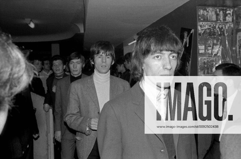 The Rolling Stones, 1965 Bill Wyman, Keith Richards and Charlie Watts, members of the Rolling Stones, in the backstages of the Golf-Drouot in Paris in 1965. Photo André Crudo