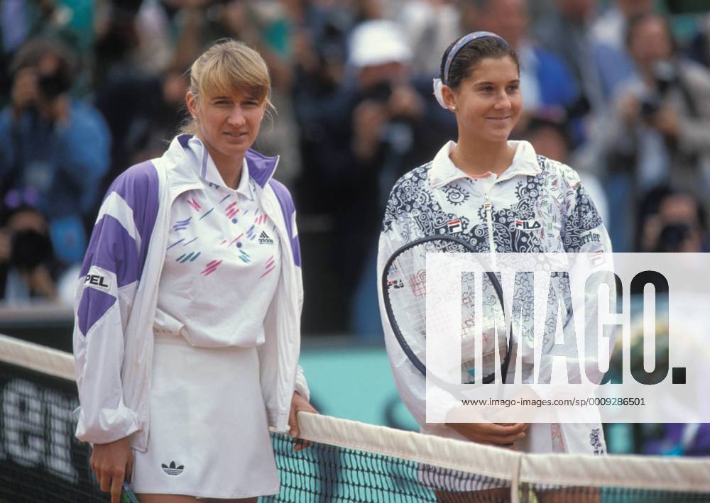 TENNIS FRENCH OPEN 1992 ROLAND GARROS, 25.05.-07.06.1992, PARIS - Steffi Graf (GES) und Monika Seles (USA) Tennis French Open 1992