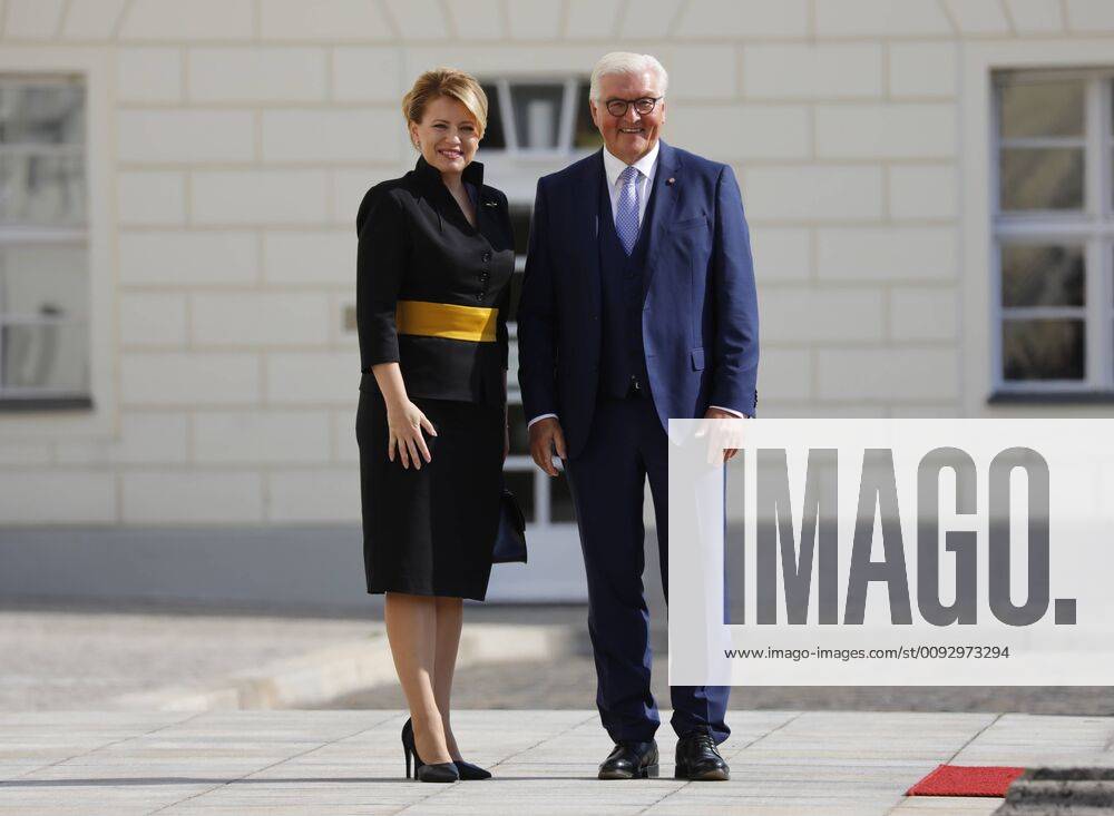 President of the Slovak Republic, Zuzana Caputova, Federal President Frank Walter Steinmeier, Germany, Berlin, Schloss Bellevue, welcoming the President of the Slovak Republic, Zuzana Caputova, with military honours and subsequent discussion, 21 08 201