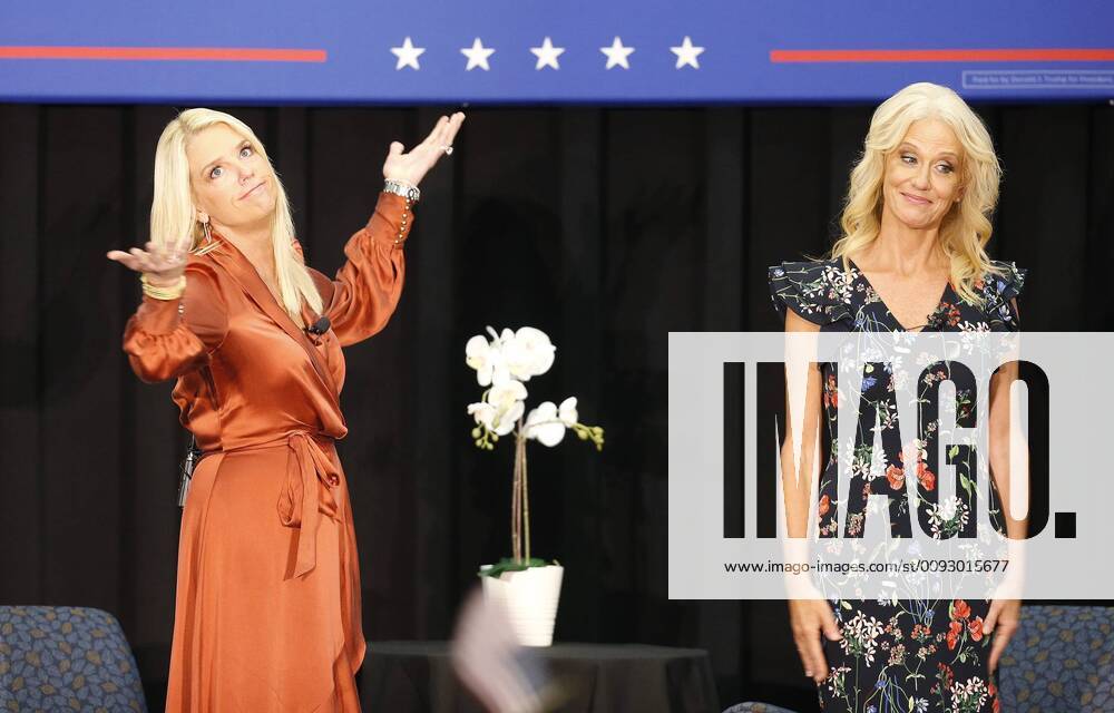 Former Florida Attorney General Pam Bondi, left, and Kellyanne Conway talk on stage during the Women for Trump oAn Evening to Empowero event held at the Tampa Convention Center in downtown on Thursday, August 22, 2019. Tampa Women for Trump host oAn Evening to Empowero, a campaign coalition event centered around the 99th anniversary of the ratification of the 19th amendment at the Tampa Convention Center in downtown Tampa, Florida. Tampa USA - ZUMAs70_ 20190822_zan_s70_116