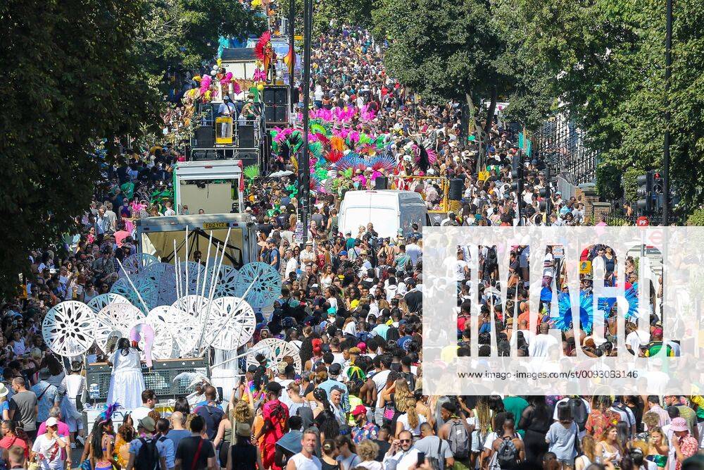 Crowd of revellers during the 2019 Notting Hill Carnival, Europe s largest street party and a celebration of Caribbean traditions and the capital s cultural diversity. London United Kingdom - ZUMAs197 20190826_zaa_s197_123