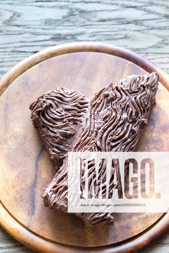 Yule log on the wooden board