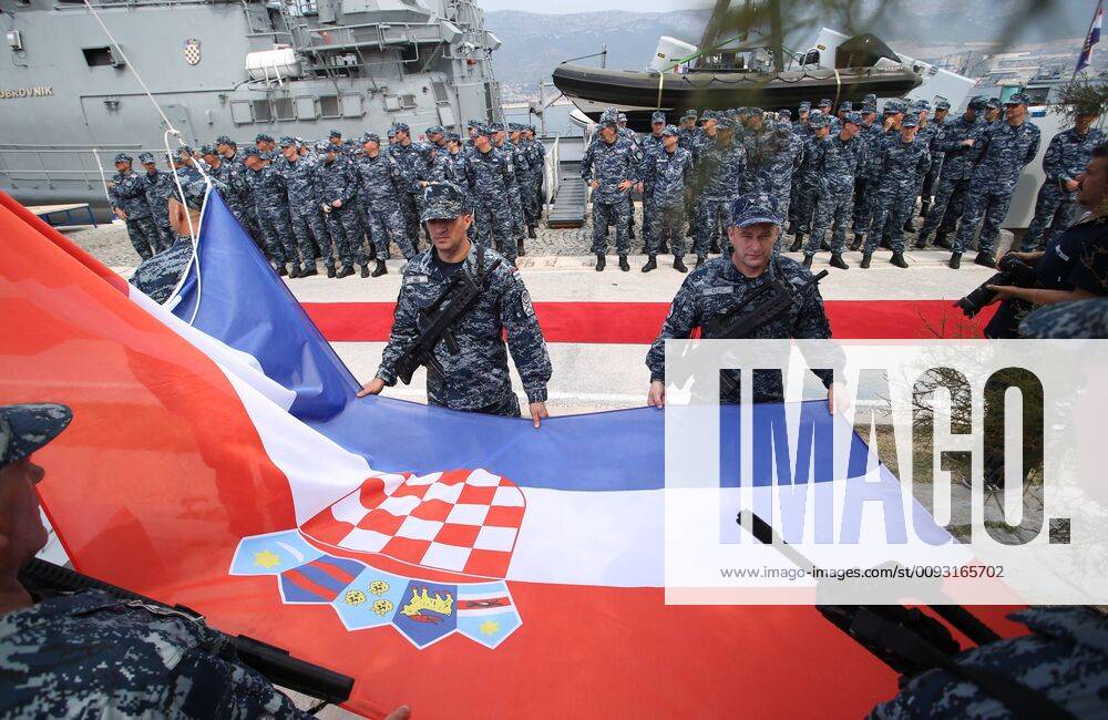 NATO Sea Guardian 30.08.2019., Split, Croatia - The ceremonial escort of the 2nd Croatian contingent to NATO s Mediterranean Peace Guard operation Sea Guardian was held in Split, Croatia. IvoxCagalj PIXSELL
