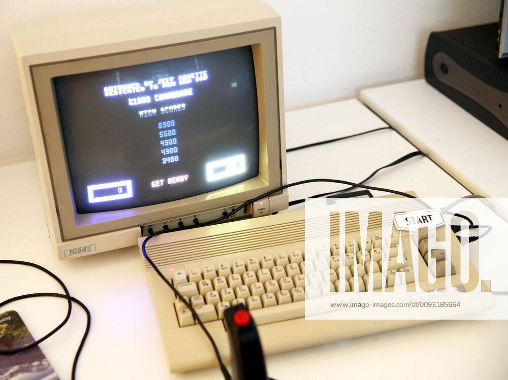 The company Retro Games has announced the return of the classic Commodore 64 computer. The C64 is a refreshed Commodore 64, which can be connected to a modern TV and play one of the 64 classic games included. The premiere of the C64 was announced for December 2019. The photo shows a former Commodore 64 computer in the Museum of Games and Computers in Wroclaw. Wroclaw Poland - ZUMAk222 20190831_zip_k222_006