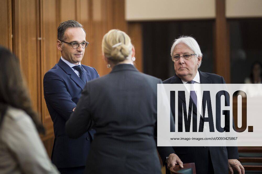 Federal Foreign Minister Heiko Maas L , SPD, admitted at the meeting with Lise Grandee M , resident UN coordinator in Yemen, and Martin Griffiths R , UN Special Representative for Yemen, in Berlin, 13 09 2019 Berlin Germany