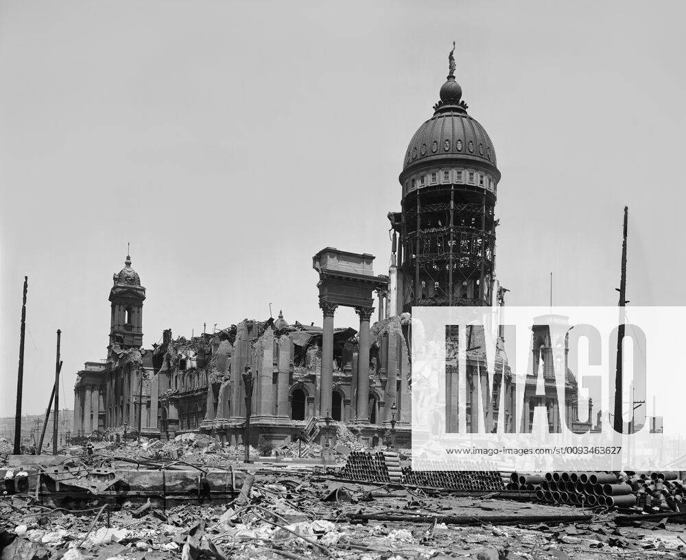 City Hall Ruins after Earthquake, San Francisco, California, USA, Detroit Publishing Company, 1906