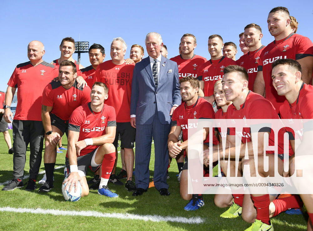 Britain s Prince Charles meets Wales rugby players Britain s Prince Charles (C) takes a commemorative photo with members of the Wales rugby team at a training venue in Tokyo on Oct. 23, 2019, ahead of a Rugby World Cup semifinal match against South Africa on Oct. 27.