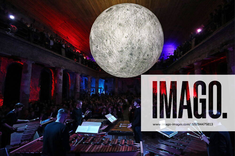 An art installation of the Moon s exact 7m scale model during a music event titled Moonlit Concert - Percussion Today Project held at St Anne s Lutheran Church (Annenkirche) to mark its 240th anniversary. Peter Kovalev TASS TS0C08FE