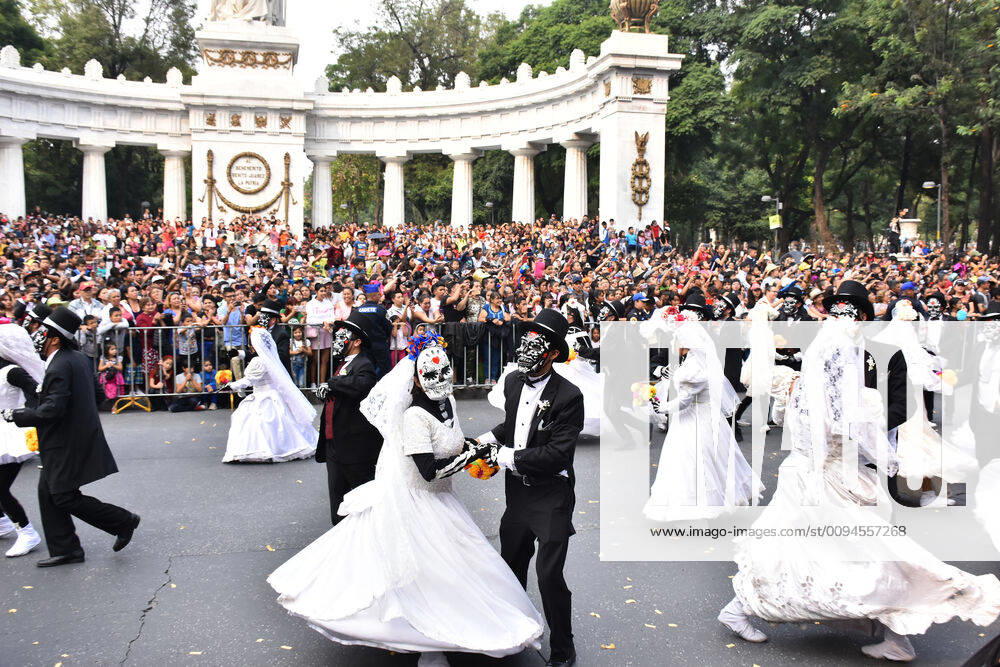 Day of the Dead International Parade in Mexico City MEXICO CITY, MEXICO - OCTOBER 27: Participants take part during the commemorative Day of the Dead International Parade as part of celebrations of the mexican traditions Day of the Dead (Dia de Muertos) at Hemiciclo a Juarez on October 27, 2019 in Mexico City, Mexico
