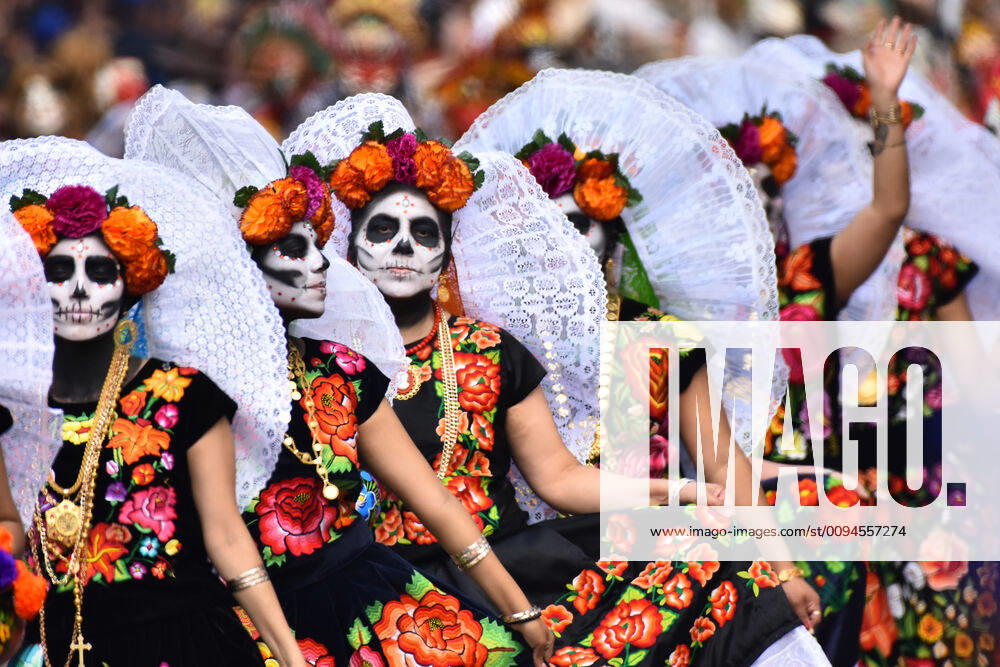 Day of the Dead International Parade in Mexico City MEXICO CITY, MEXICO - OCTOBER 27: Participants take part during the commemorative Day of the Dead International Parade as part of celebrations of the mexican traditions Day of the Dead (Dia de Muertos) at Hemiciclo a Juarez on October 27, 2019 in Mexico City, Mexico