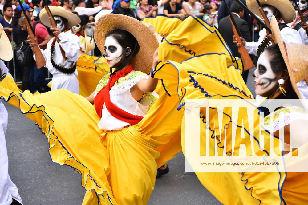 Day of the Dead International Parade in Mexico City MEXICO CITY, MEXICO - OCTOBER 27: Participants take part during the commemorative Day of the Dead International Parade as part of celebrations of the mexican traditions Day of the Dead (Dia de Muertos) at Hemiciclo a Juarez on October 27, 2019 in Mexico City, Mexico