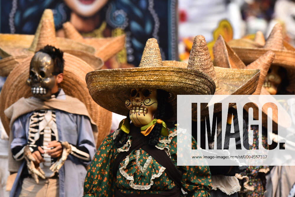 Day of the Dead International Parade in Mexico City MEXICO CITY, MEXICO - OCTOBER 27: Participants take part during the commemorative Day of the Dead International Parade as part of celebrations of the mexican traditions Day of the Dead (Dia de Muertos) at Hemiciclo a Juarez on October 27, 2019 in Mexico City, Mexico