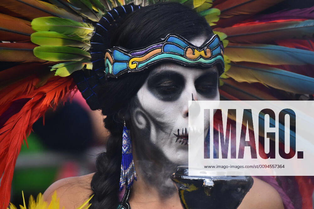 Day of the Dead International Parade in Mexico City MEXICO CITY, MEXICO - OCTOBER 27: Participants take part during the commemorative Day of the Dead International Parade as part of celebrations of the mexican traditions Day of the Dead (Dia de Muertos) at Hemiciclo a Juarez on October 27, 2019 in Mexico City, Mexico