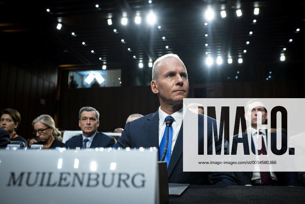 Dennis Muilenburg, CEO of Boeing, prepares to testify during the Senate Commerce, Science and Transportation Committee hearing on safety and the future of the Boeing 737 MAX on Capitol Hill on Tuesday, October 29, 2019 in Washington, DC. The hearing is being held on the anniversary of the Lion Air 737 Max crash that killed 189 people shortly after takeoff in from Jakarta, Indonesia. WAP201910290313 PETExMAROVICH